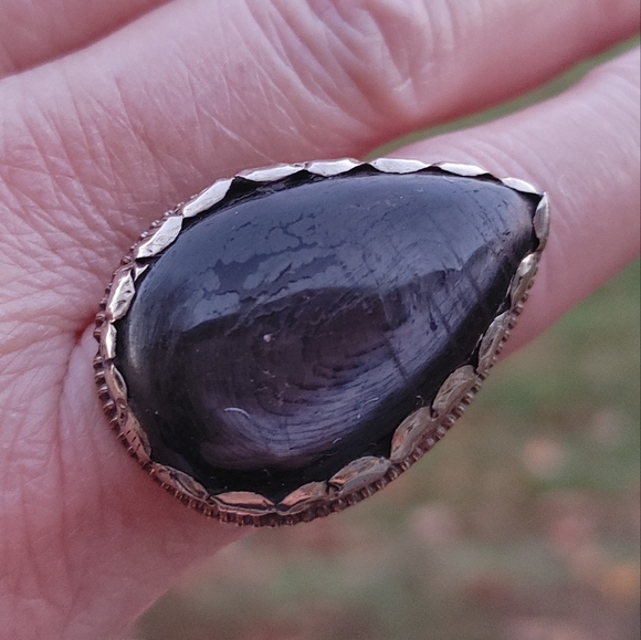 Tibetan Large Black Obsidion Ring (adjustable) - Picture 5 of 14